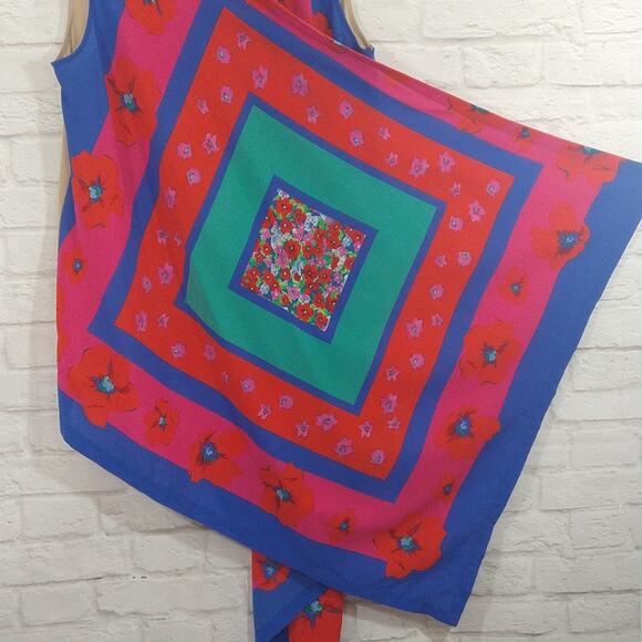 A DKNY Women's Silk Handkerchief Floral Print Sleeveless Kimono Vest Top Size S - Picture 3 of 10